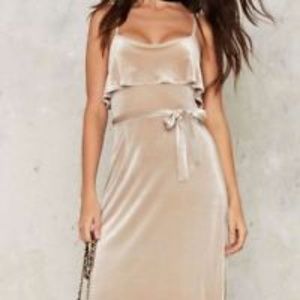 Nasty Gal Ravi Light Gold Velvet Dress Size Small